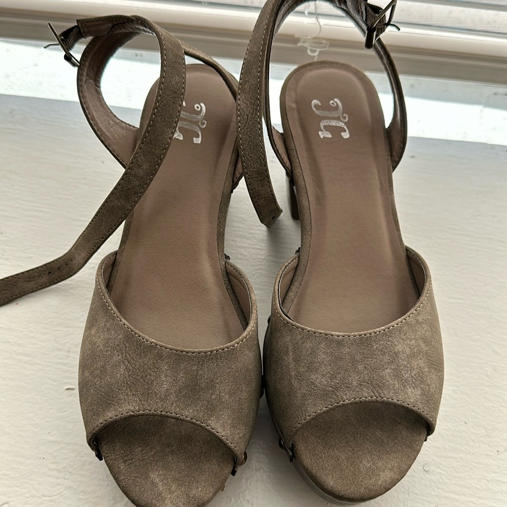 Faux leather block heels